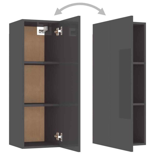 NNEVL 5 Piece TV Cabinet Set High Gloss Grey Chipboard - Picture 6 of 10