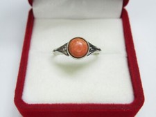 Women's 925 sterling silver ring, coral, 1,98 gr., size 6,5.