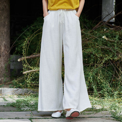 Frühling Sommer Baumwolle chinesische leichte Retro Leinen lange Hose weites Bein Hose - Bild 4 von 30