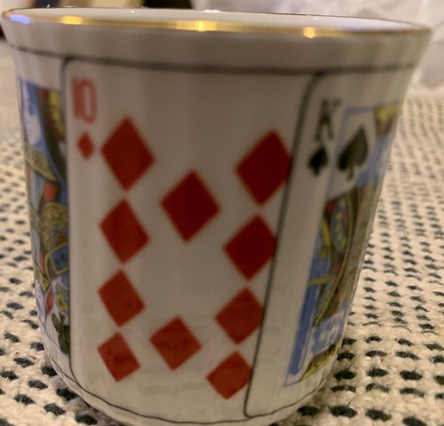 Elizabeth Stafford Shine Bone In China Playing Cards Coffee Tea Cup 2.5x 3” - Picture 7 of 9