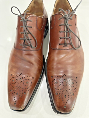 Magnanni Brown Leather Dress Shoes, Made in Spain, Men