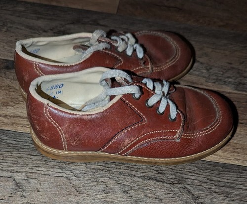 STRIDE RITE BOY'S DRESS SHOES SIZE 7 1/2 7.5 BROWN DRESS SHOES WITH LACES - Picture 3 of 5