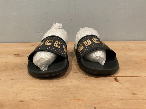 NWOT/B Gucci Sega Pursuit Slide , Black / Gold , Sz UK 40 / US 10 - Picture 3 of 10