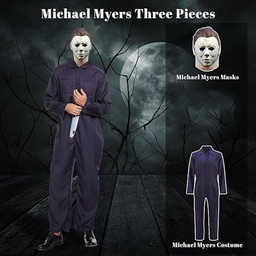 Mask Halloween Costume Adult Michael Myers Coveralls Cosplay Jumpsuit Outfits - Picture 3 of 28