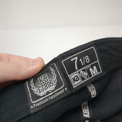 KB ETHOS Fitted Baseball Cap Black Size 7 1/8 Vented Holes 6 Panel Blank - Picture 8 of 9