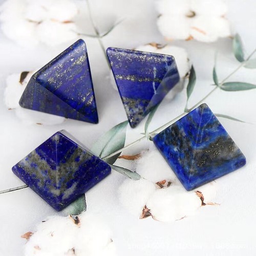Rare Natural lapis lazuli Quartz Crystal Pyramid Gemstone Healing Decorate 50mm - Picture 10 of 17
