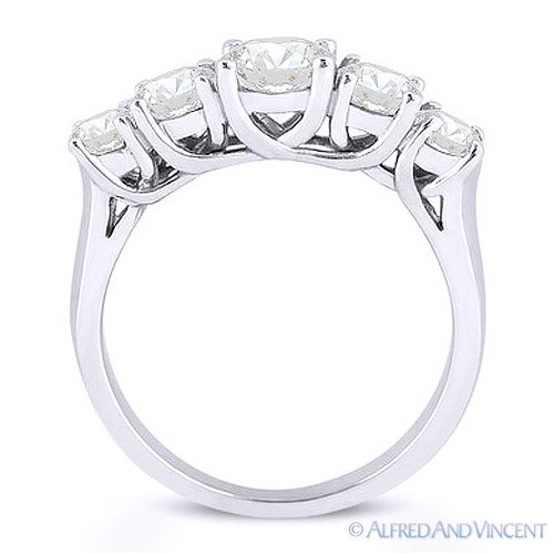 Rundschliff Forever Brillant Moissanit 14k Weißgold Rankgitter Ehering Band - Bild 3 von 4