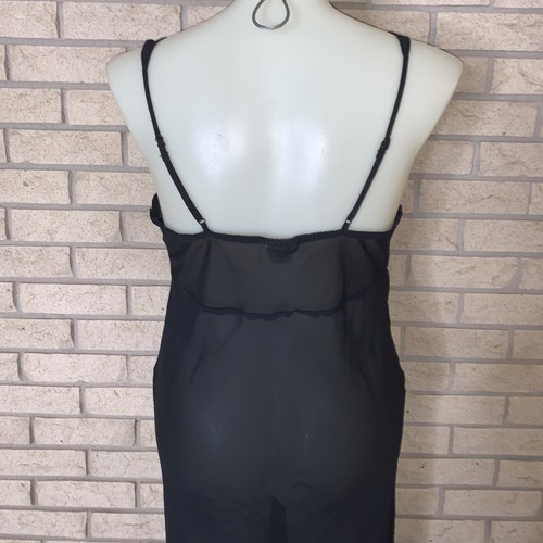 VTG Cinema Etoile Empire Waist Black Bias Cut Semi Sheer Sexy Slip Dress Large - Picture 8 of 13