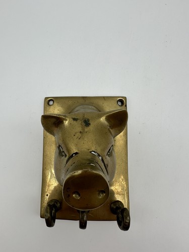 Vintage Brass Pig Wall Mount Key Hook Hanger Holder - Picture 5 of 11