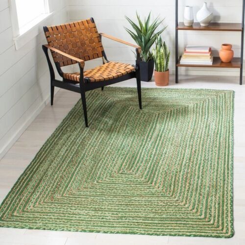 Alfombra de yute y algodón estilo trenzado rectangular alfombra india hecha a... - Imagen 2 de 8