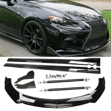 Front Bumper Lip Splitter Spoiler Side Skirt Strut Rod For Lexus IS250 Glossy