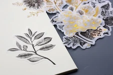 60pcs gold foil flower and leaves floral botanical life themed Washi Stickers
