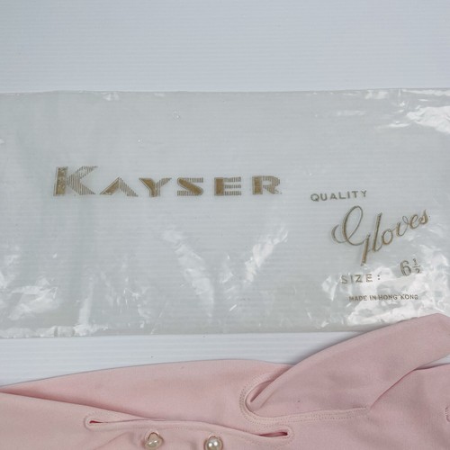Vintage Opera Long Gloves Kayser Pink 2 Pearl Buttons Small Size - 6 1/2 in. - Picture 6 of 12
