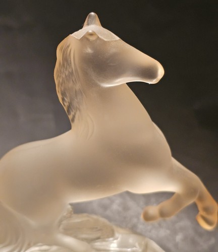 Different Than Others 6.5 inch Frosted Glass Rearing Horse On Clear Glass Base - Picture 8 of 12