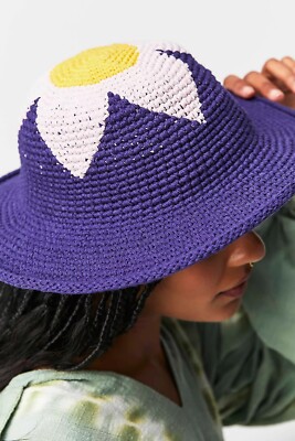 NWT Free People Garden Grove Bucket Hat Crochet Sunflower 