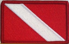 SCUBA Flag Embroidered Iron-On Patch Diver Emblem Red Border 11