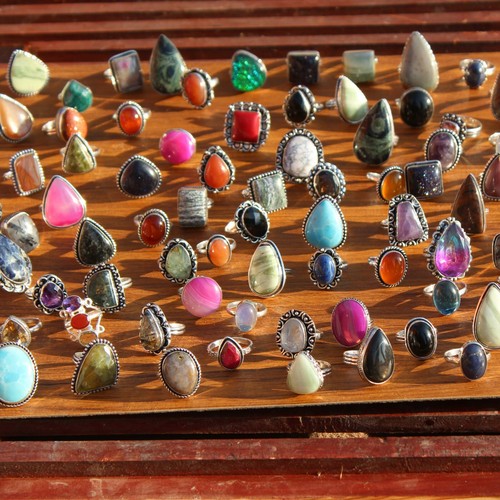 Anelli Pietre Preziose Anelli Fatti a Mano Nuovo Design Anelli Assortiti Argento Sovrapposizione Anelli @! - Foto 12 di 12