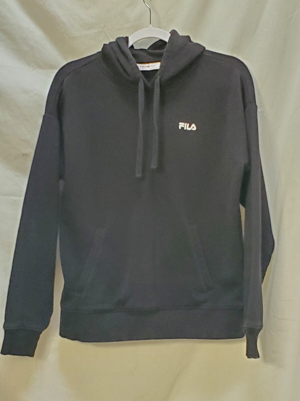 FILA Mens Hoodie Black Pullover Mens M Hooded Drawstring POUCH Pocket Sweatshirt