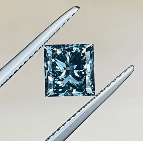 1 CT Natural Blue Color Princess Cut Lab Loose Grown Diamond VVS1 Certified - Picture 7 of 9