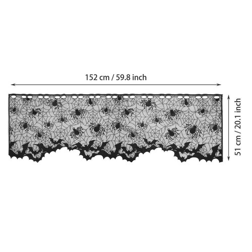 Halloween Lamp Shade Cover Decoration, Black Lace Spider Web Lampshade w/Ribbon - Picture 2 of 12