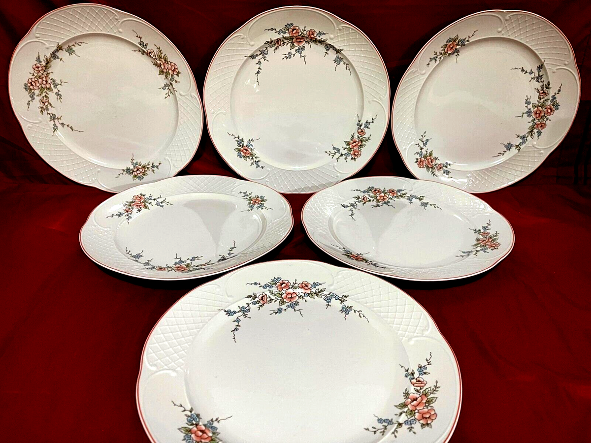 Villeroy & Boch Rosette Set Of 6 Floral Dinner Plates 10 1/2