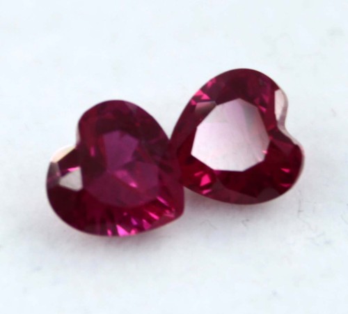 7 MM Natural Ruby Heart Shape CERTIFIED RED Loose Gemstone PAIR - Picture 7 of 8
