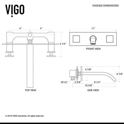 VIGO Titus VG05002CH Wall-Mount Faucet Mixer Body w/ Cartridges Installed - Picture 8 of 15
