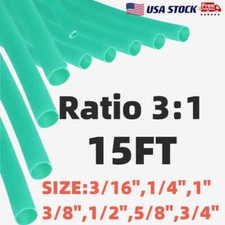 Green 15 FEET 3:1 Ratio Heat Shrink Tubing 3/16" 1/4" 3/8" 1/2" 5/8" 3/4" 1"