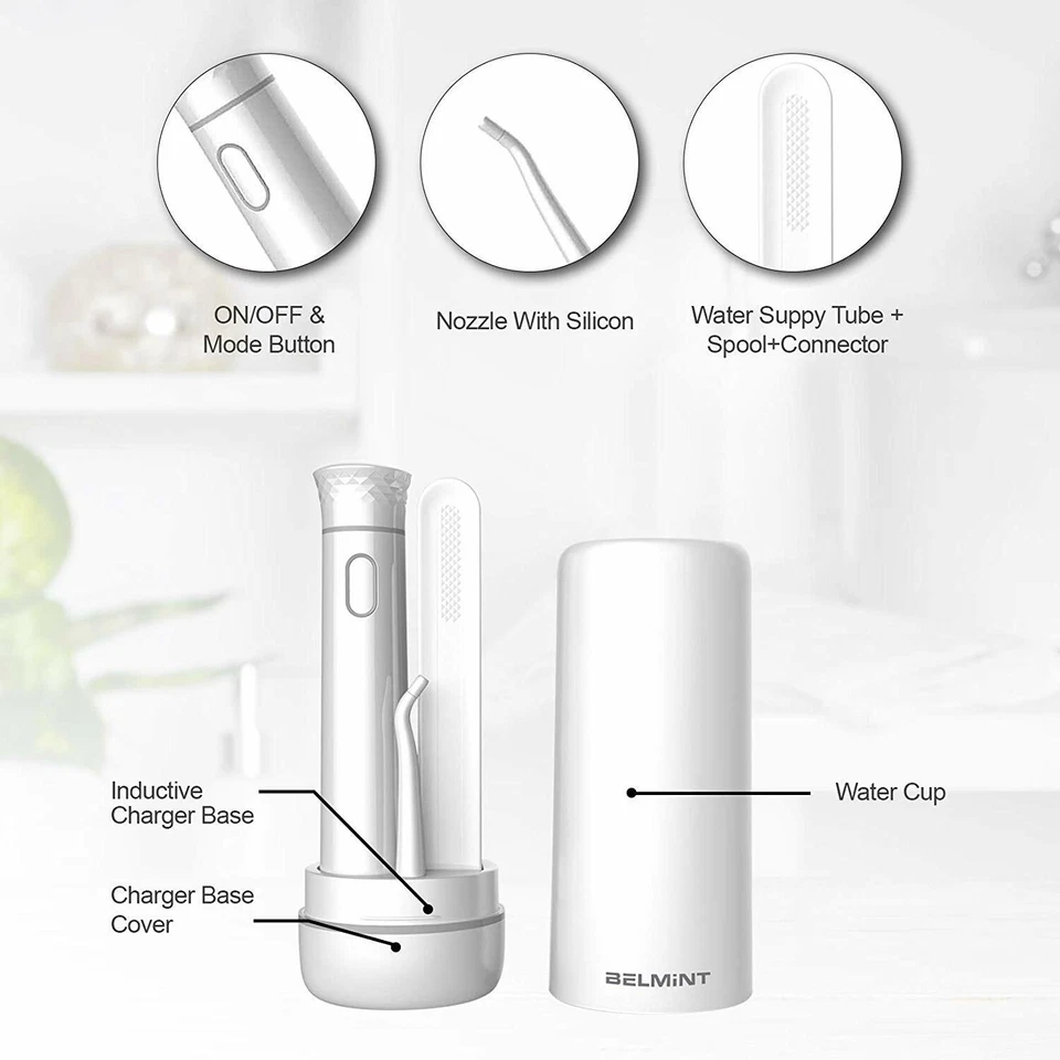 Limpiador de dientes con hilo dental de agua de viaje - irrigador oral portátil para dientes profundos  Foto 3 de 4