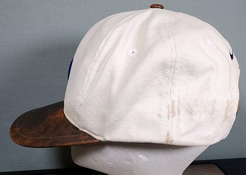 Vintage Nike Golf Hat Cap Strap Back Leather Brim Buckle Twill White Tag 90s - Picture 6 of 12