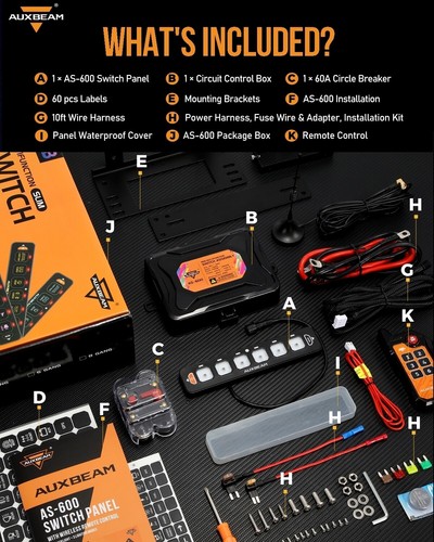 Panel de interruptor de 6 velocidades AUXBEAM RGB BARRA DE LUZ LED sistema de relé electrónico coche marino - Imagen 9 de 12