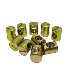 10PK M6 X 10mm Cross Hole Nuts Barrel Nuts Cross Dowels Slotted Nuts Color zinc