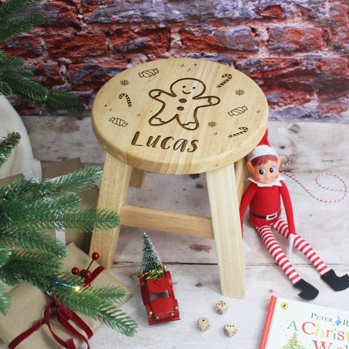 Personalisierter Kinder Weihnachtshocker aus Holz beliebiger Name Weihnachtsgeschenk für Kinder Baby - Bild 6 von 12