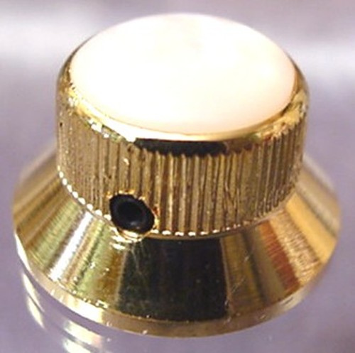 SOMBRERO TOP DORADO + PERNO DE GUITARRA ELEC BLANCO PERLADO + tornillo - Imagen 4 de 4