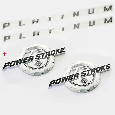 Set 7.3L Power Stroke International Plus Platinum Emblems 3D Logo Powerstroke