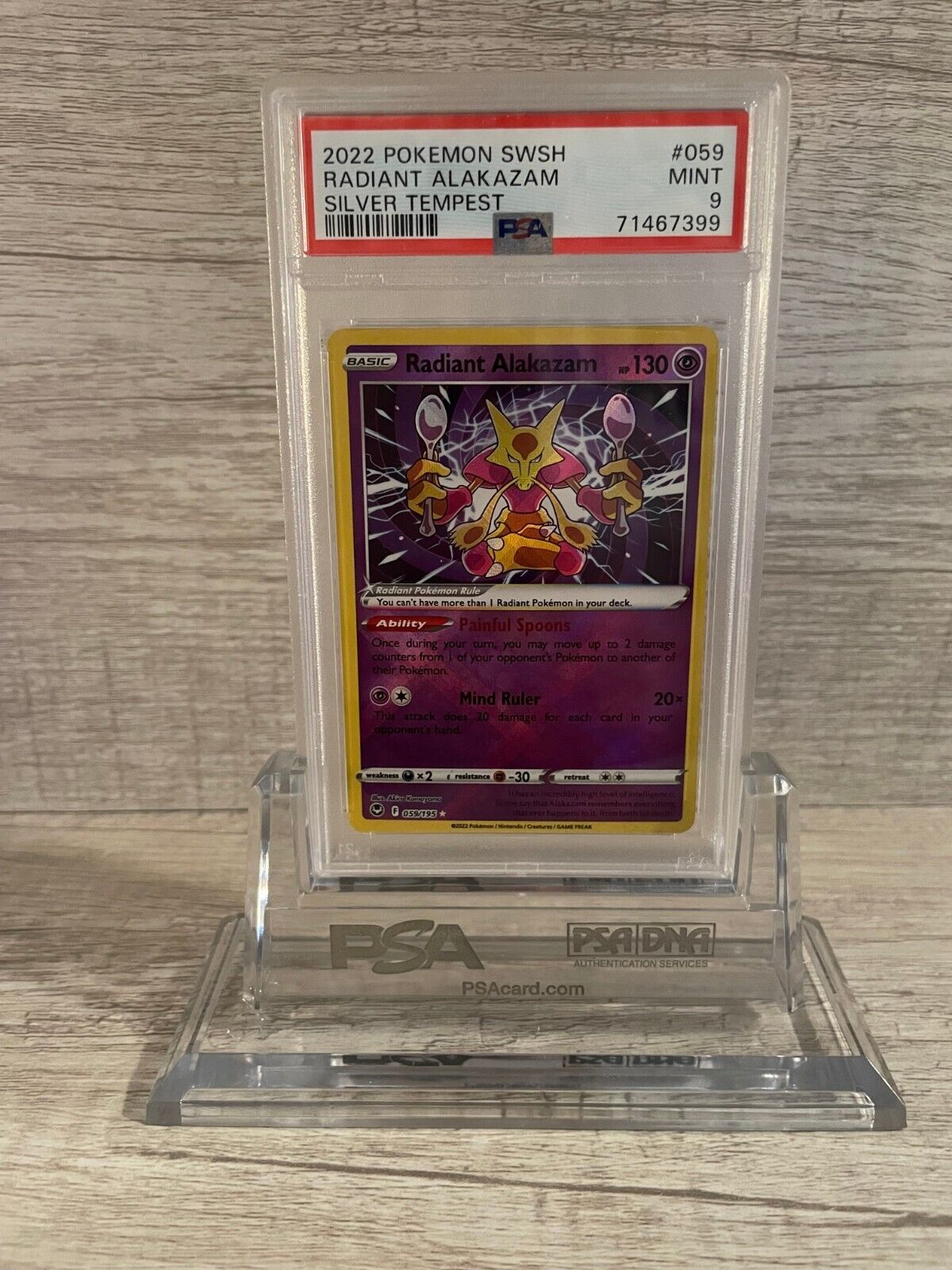 PSA 9 - Pokemon Card - Silver Tempest 059/195 - RADIANT ALAKAZAM  (holo-foil) - MINT:  - Toys, Plush, Trading Cards, Action  Figures & Games online retail store shop sale