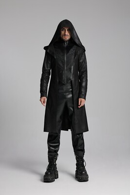 Punk Rave Black Gothic Wizard Men's Hooded Zipper Front
