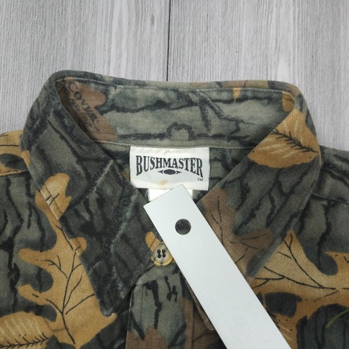 Bushmaster Hunting Shirt Mens Large Camo Green Brown Button Up Shacket Leaves - Picture 12 of 13