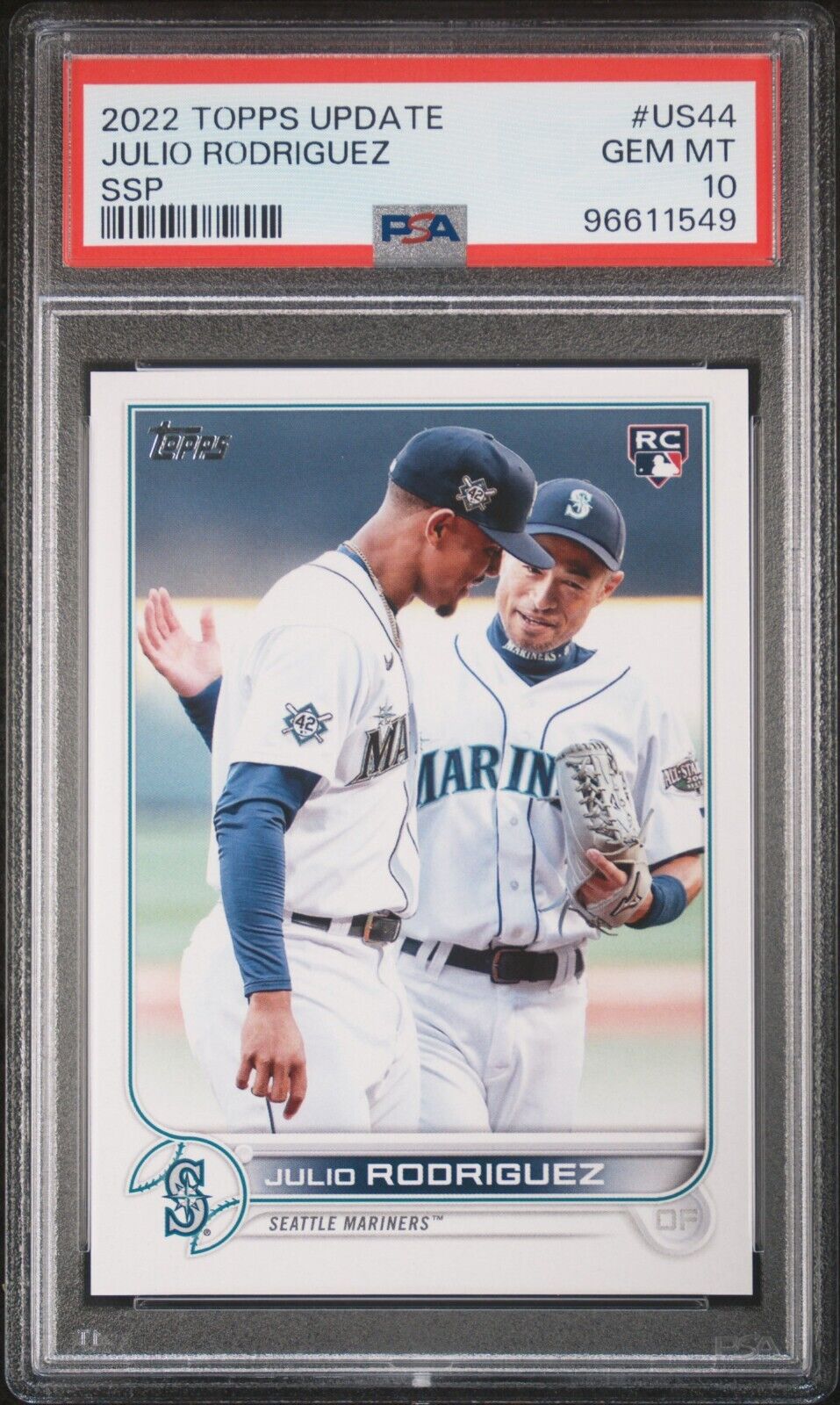 Julio Rodriguez 2022 Topps Update #US44 SSP Variation (with Julio Rodriguez 2022 Topps Update #US44 SSP Variation (with