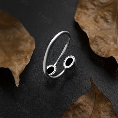 925 Sterling Silver Oval Black Onyx Adjustable Ladies Ring Jewellery Gift - Picture 4 of 5