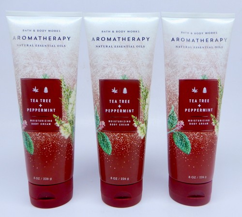 3 BATH & BODY WORKS AROMATHERAPY TEA TREE PEPPERMINT MOISTURE BODY CREAM 8 oz - Picture 4 of 10