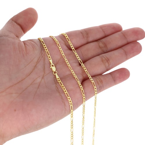 10K Yellow Gold 2mm- 9mm Figaro Chain Italian Link Necklace Mens Women 16"- 30" - 第 10/108 張圖片