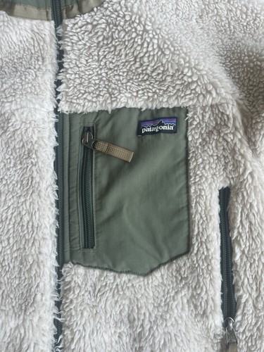 Patagonia Retro-X Fleece Coat Sherpa Youth Size M (10) Green Beige Full Zip - Picture 4 of 6