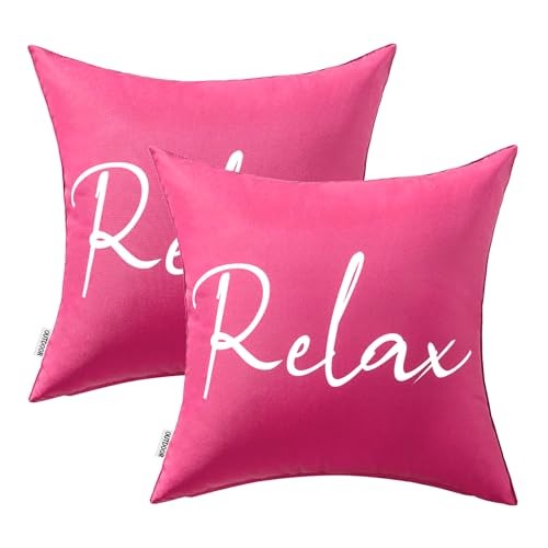 Outdoor Waterproof Throw Pillow Covers Set of 2 16" x 16" (Pack of 2) Hot Pink - Bild 6 von 6
