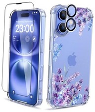 for iPhone 16 Case, 3 in 1 with Screen Protector  Camera Lens Lavender/Purple