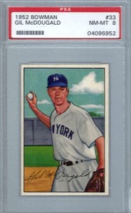 1952 Bowman #033 PSA 8 Gil McDougald Yankees Rookie 33