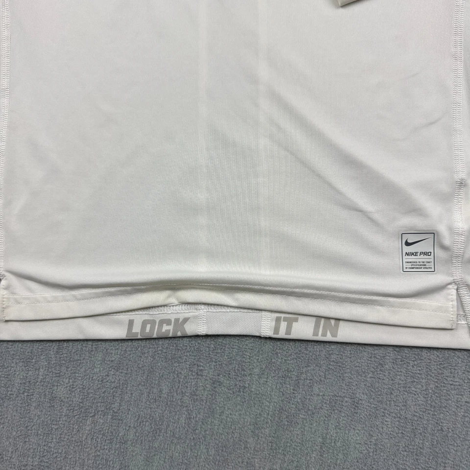 Nike Pro Shirt Mens Large White Crewneck Cool Compression Training Long Sleeve - Image 4 of 4