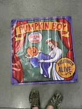 Sideshow Banner Pumpkin Boy Vinyl Print Freak Show Carnival 3’ X 3’ Grommets