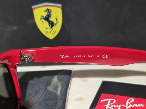 Ray Ban RB2132M Scuderia Ferrari Matte Black on Red Mirror Lenses 55mm - Picture 5 of 12