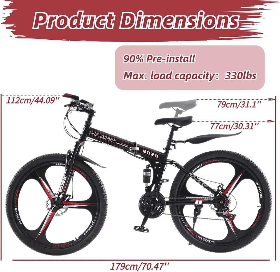 27,5 Zoll Mountainbike 21 Geschwindigkeit vorne und hinten hängende Klappfahrrad - Bild 3 von 4